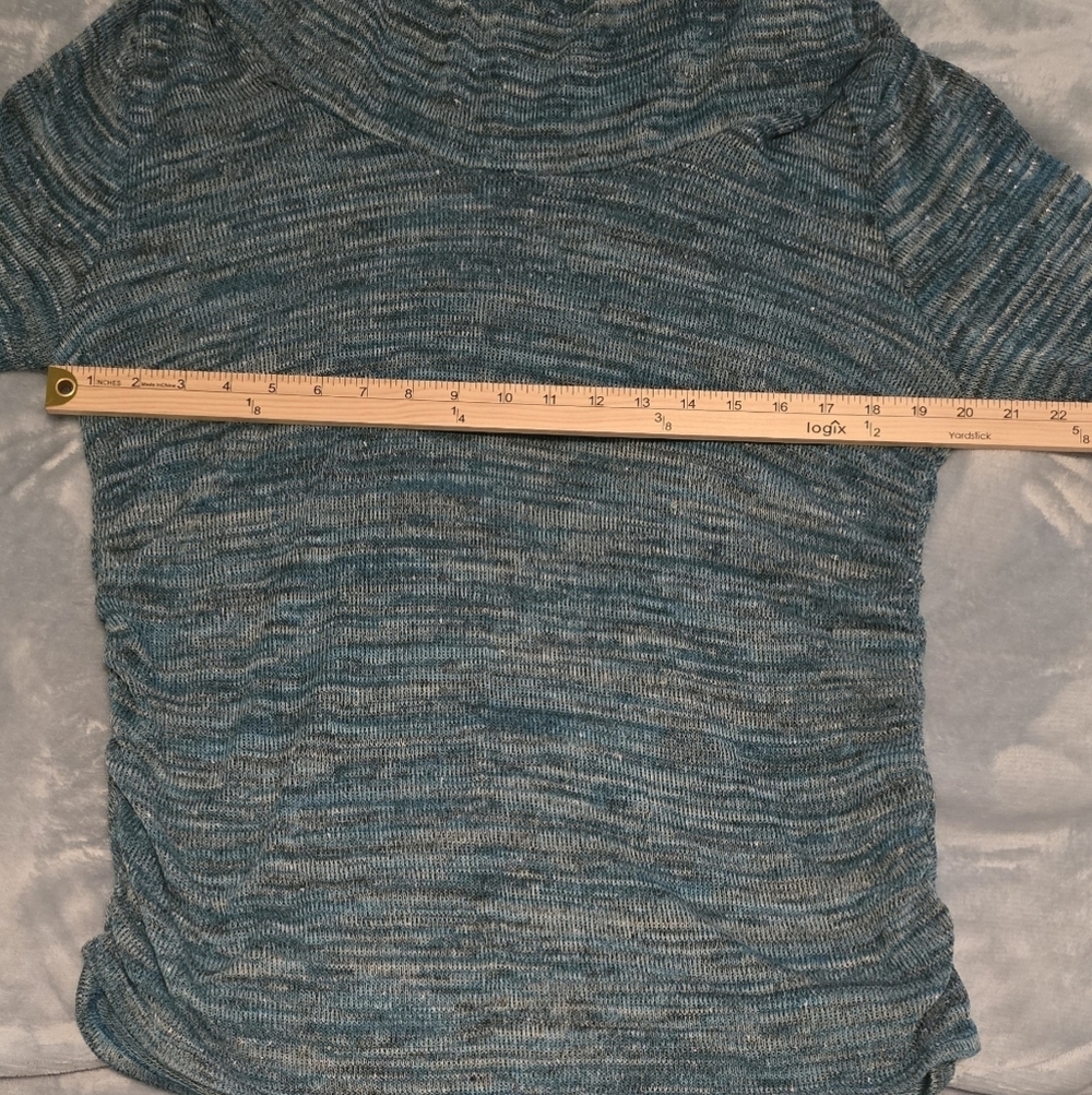 89th & Madison Blue Cowl Neck Lightweight Sweater with 3/4 Sleeves (#16) - Picture 6 of 7